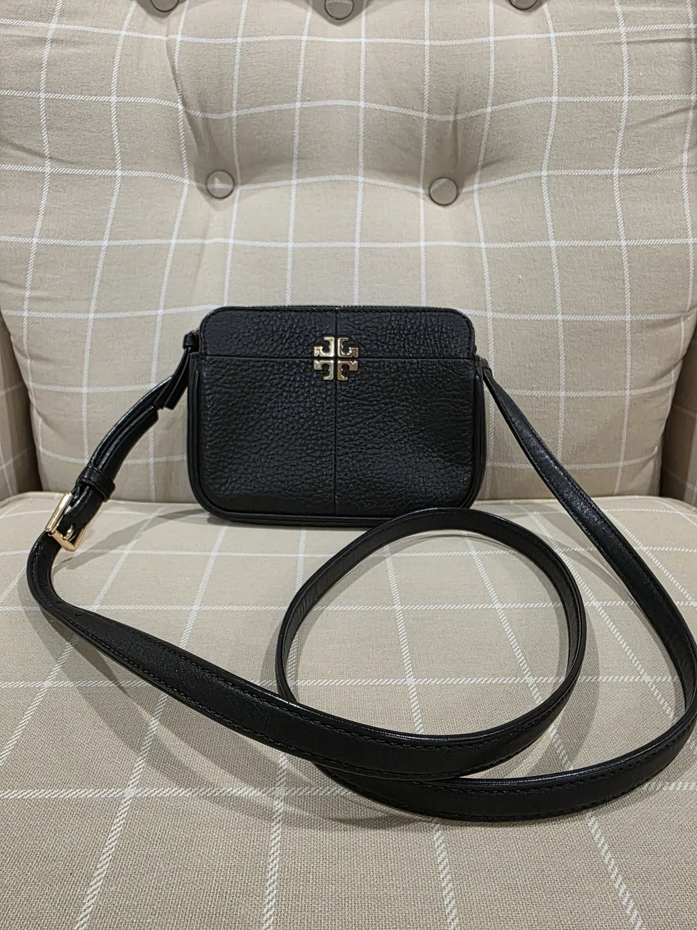 Tory Burch Black Pebbled Leather Crossbody Bag - Used Once